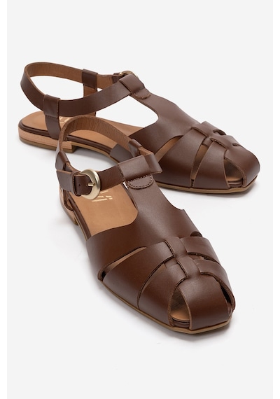 Luvi Shoes Jandor Kahverengi Hakiki Deri Kadın Sandalet