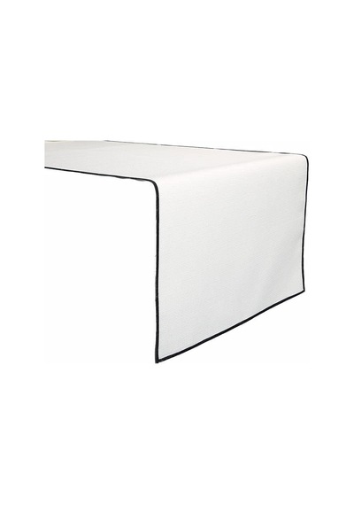 Porland Siyah Biyeli Runner 45x150 Cm, Beyaz Genel