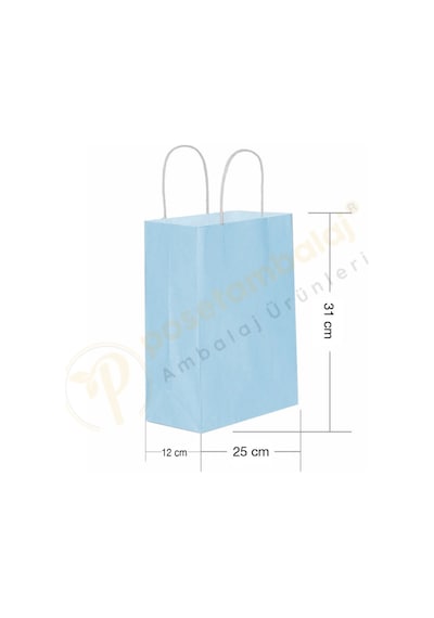 Mavi Kraft Çanta Orta Boy 25x12x31 Cm 25 Adet