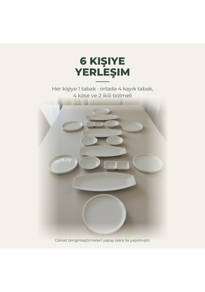 Beyaz Porselen 16 Parça 6 Kişilik Kahvaltı Takımı Kahvaltılık Sunum Seti