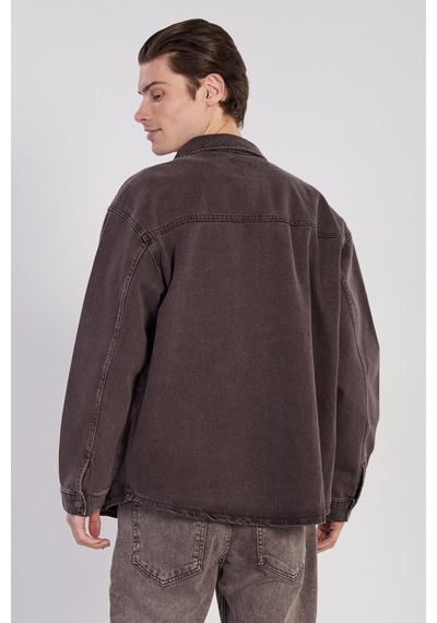 Barrels And Oıl Erkek Çift Cep Çıtçıtlı Denim Ceket - Kahve Tint Kahve Tint