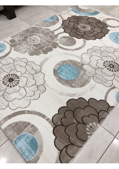 Flora Halı Alina 0720 B 165X230 Turkuaz Vizon 4 M2 Halı !