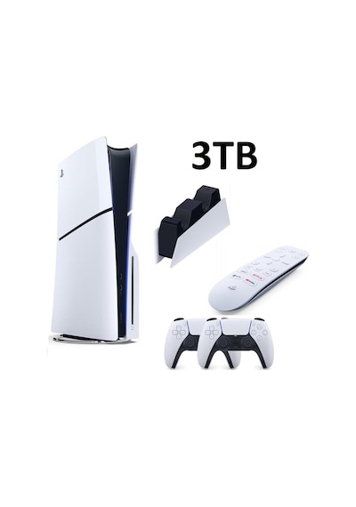 Playstation 5 Slim CD Edition 3 TB + 2 DualSense Kol +Media Kumanda + Sarj istasyonu 3TB PS5 (İthalatçı Garantili)