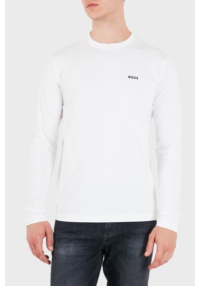 Boss Logolu Regular Fit Bisiklet Yaka Uzun Kollu Sweat Erkek Sweat 50506365 100 Beyaz