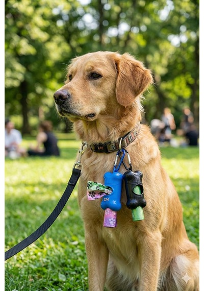 Köpek Dışkı Torbası Seti 7 Parça Taşınabilir Poşet Dispenseri 6 Rulo Poşet Askı Aparatlı