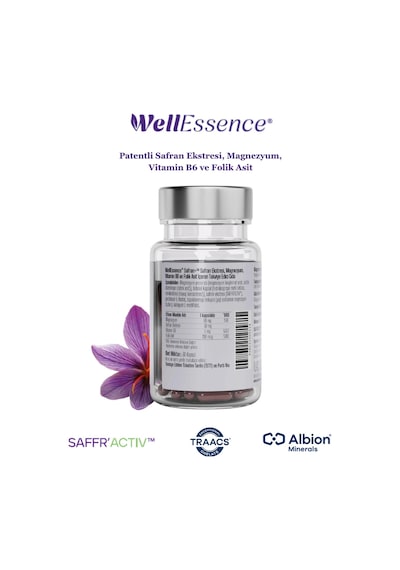 Wellessence Safran+ Safran Eki, Magnezyum, Vitamin B6 Ve Folik Asit İçeren Takviye Edici Gıda