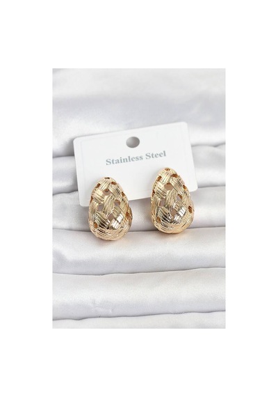 316l Çelik Gold Renk Motifli Damla Kadın Küpe Tj-bkp11829 Evimdeyokyok