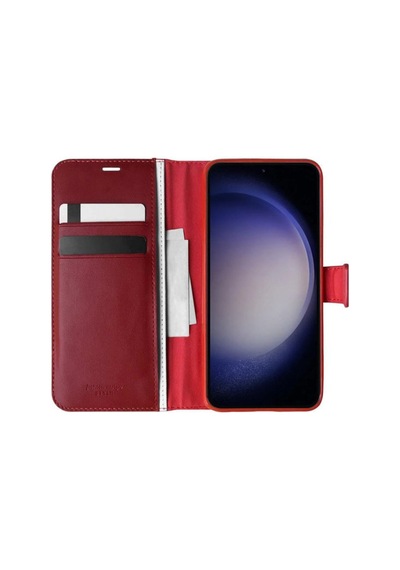 For Samsung Galaxy Uyumlu S23 Kılıf Kapaklı Standlı Kartlıklı Korumalı Kırmızı Kırmızı