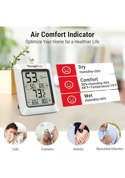 Thermopro Tp50 Dijital Termo-higrometre, İç Mekan Termometresi, Higrometre, Sıcaklık Ve Nem Ölçer, Oda İklimi Kontr