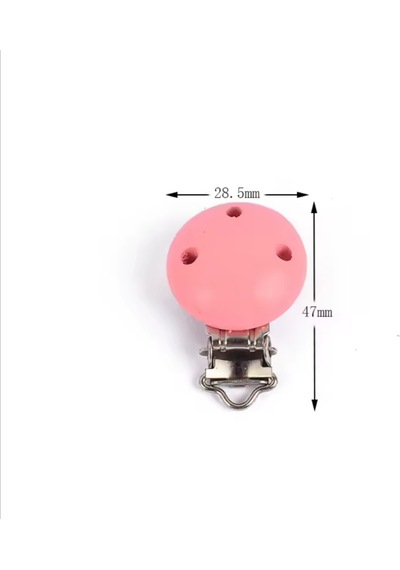 Abarta Ahşap Emzik Askısı Klipsi Uzunluk 5 CM Çap 3.5 CM 1 Adet Açık Pembe