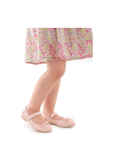 Kiko Kids Fiyonklu Cırtlı Kız Çocuk Babet Ayakkabı 201 Cilt Pudra 001