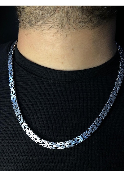 6.5mm Kare Kesim Yassı Kral Gümüş Kolye Işıklı Kutuda Sevgiliye Eşe Babaya Kolye Gümüş