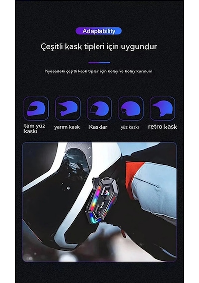 Vothoon Y20 Rgb Modlu Bluetooth Kask Kulaklığı