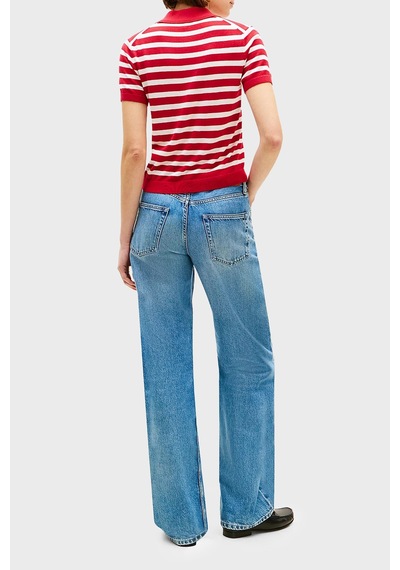 Tommy Hilfiger Çizgili İpek Karışımlı Kısa Kollu Düğmeli Polo Yaka Kazak Bayan Polo Yaka Kazak Ww0ww48503 04w Kırmızı-beyaz Tommy Hilfiger Çizgili İpek Karışımlı Kısa Kollu Düğmeli Polo Yaka Kazak Bayan Polo Yaka Kazak Ww0ww48503 04w Kırmızı-beyaz