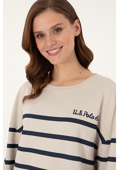 U.S. Polo Assn. Kadın Taş Çizgili Bisiklet Yaka Sweatshirt 50297279-VR049 U.S. Polo Assn. Kadın Taş Çizgili Bisiklet Yaka Sweatshirt 50297279-VR049
