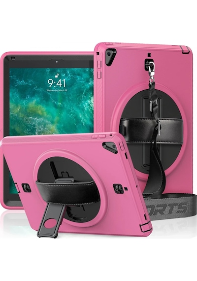 Newface - 960 - iPad Uyumlu 5 Air 9.7 Kılıf Strap-c Otterbox Tablet Kapak - Csmo-tex - - Pembe