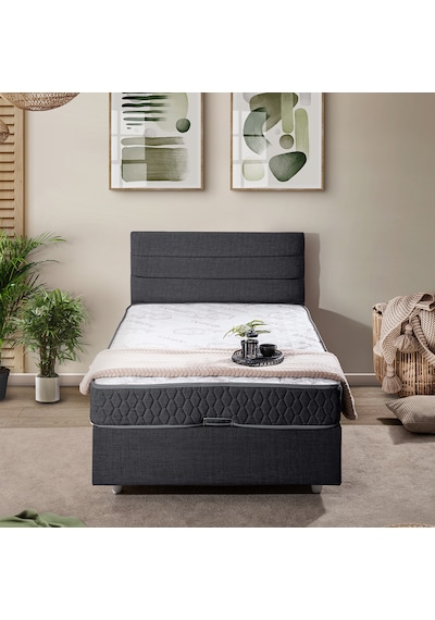 Sofia Tek Kişilik Baza Başlık Comfort Yatak Seti Antrasit 100 x 200