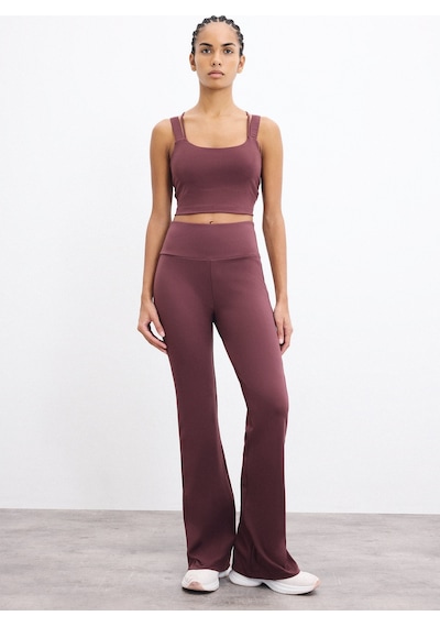 Defacto Esnek Kumaş Aırtech Flare Fit Yüksek Bel Beli Saran Sporcu Pantolon C9192ax26aubr93 Bordo-br93
