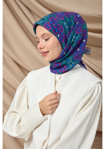 Silk Home Soft Eşarp 73093-06 Saks, Yeşil, Çilek Kırmızısı, Mavi