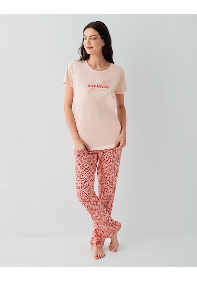 Arnetta 3611 Modal Pamuk Kısa Kol Cepli Kadın Pijama Takımı Somon