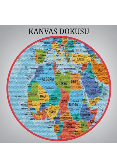 Es10 Dünya Haritası Kanvas Tablo Çok Ayrıntılı Dekoratif ve Okyanuslu 2189 (95 x 55)