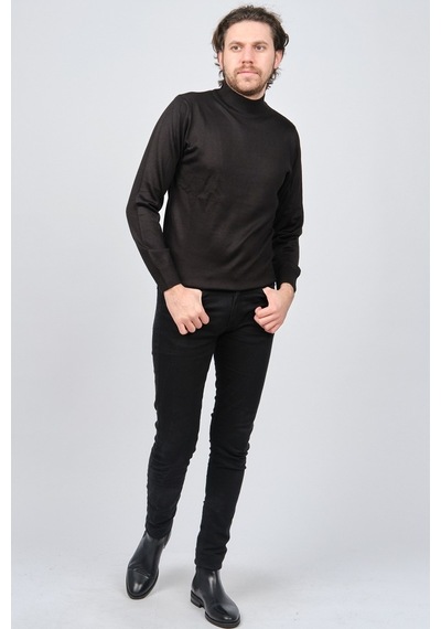 Woolen World Erkek Balıkçı Yaka Yün Kazak 5590103 Siyah Siyah