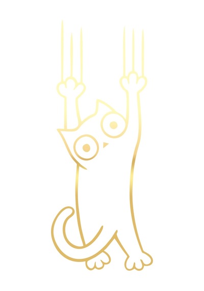 Tutunmaya Çalışan Kedi Araba Sticker 17x17 Cm Gold