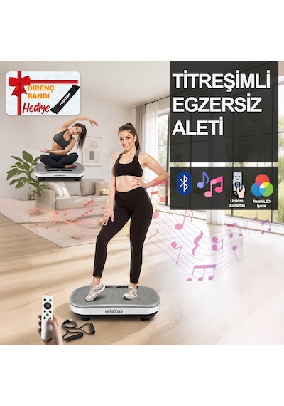 Bluetooth Led Işıklı Titreşimli Egzersiz Platformu Kumandalı Ev Fitness Aleti Direnç Lastiği Hediye