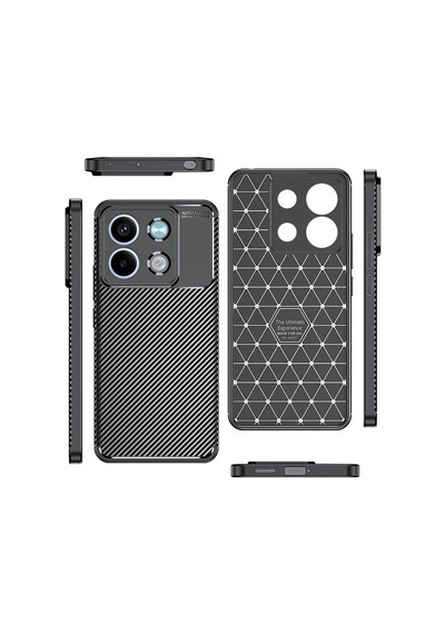 Xiaomi Redmi Note 13 5g Kılıf Karbon Görünümlü Silikon Kamera Korumalı Üstün Koruma Pazarplus Siyah