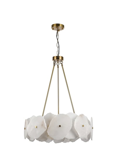 Harlow 60'lık Gold Mermer Taşlı Traverten Model Ledli Avize Gold