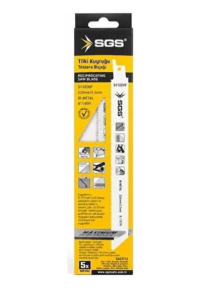 Sgs Tilki Kuyruğu Çok Amaçlı, Paket İçi 5 Adet ,225 Mm Bi-metal 5 Li Metal Kesim Bıçağı