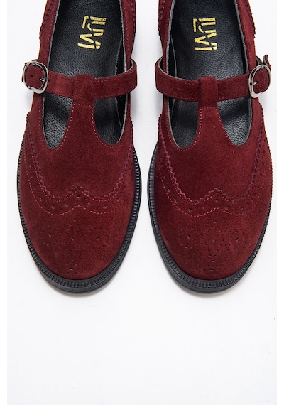 Luvishoes Luvi Shoes Janney Bordo Süet Hakiki Deri Bantlı Kadın Loafer Ayakkabı Bordo
