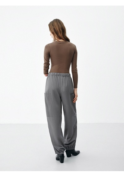 Lcw Limitless Gri Fonksiyonel Cepli Loose Fit Kadın Pantolon
