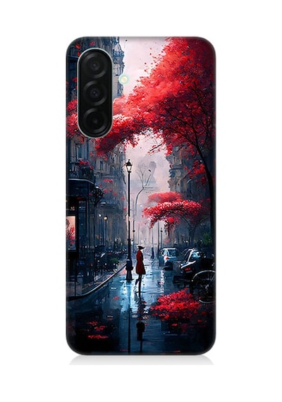 Samsung Galaxy A56 Uyumlu Kırmızı Ağaçlar  Desenli Silikon Kılıf