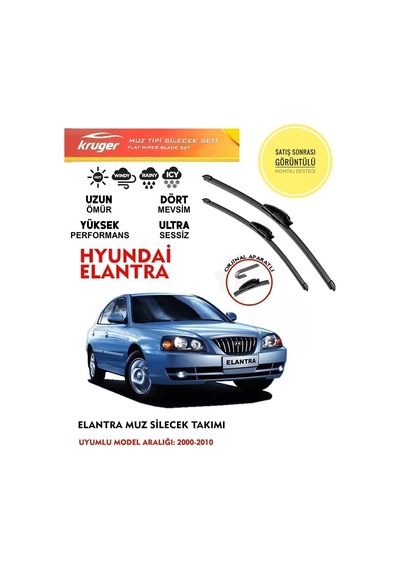 Elantra Cam Muz Silecek Silgi Silgeç Takımı 1.6 Motor Araca Özel Aparat 2000- 2010 Arası