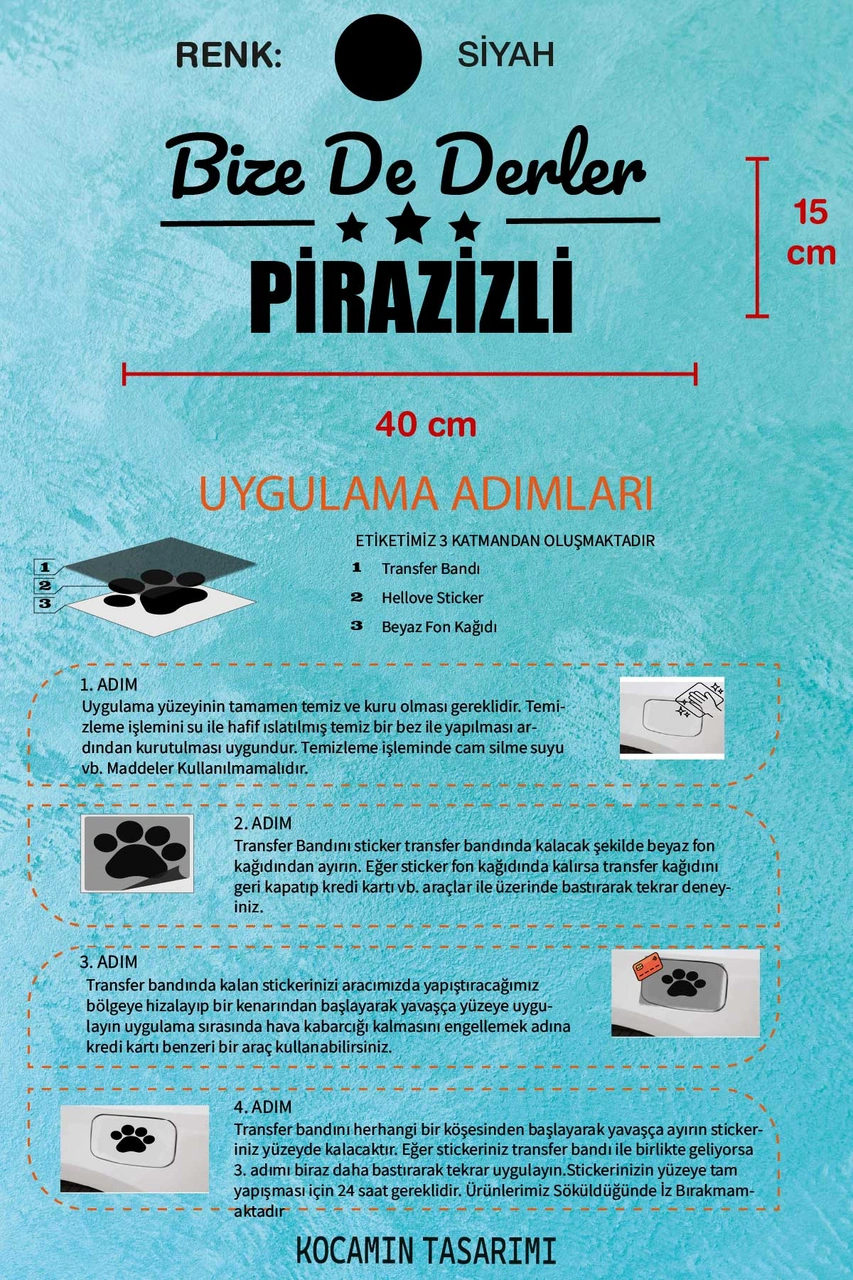 Giresun Piraziz Şık Araç Tasarımı Giresun Bize De Derler Pirazizli 40x15 Cm Oto Çıkartma 40 CM - Siyah