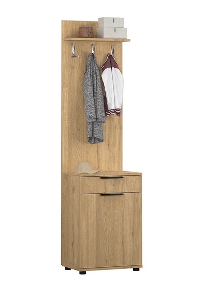 Porto Tek Kapılı Çekmeceli Portmanto Ve Ayakkabı Dolabı Florida Meşe 52x187x36 Cm
