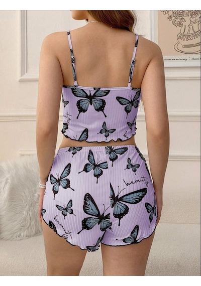 La Vıor Desenli Kadın Pijama Takımı Açık Mor
