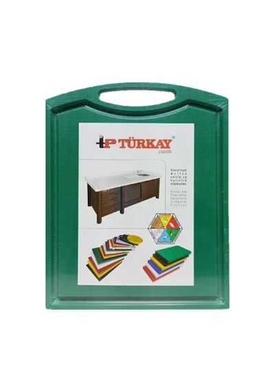 Türkay 32.5x26.5x1 Cm Saplı-oluklu Polietilen Kesme Tahtası Kesim Levhası Yeşil 1237