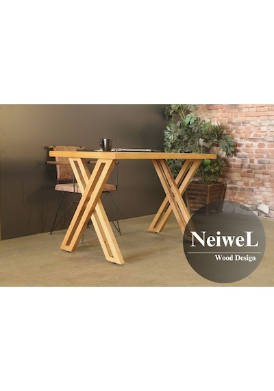 Neiwel Riva Doğal Ahşap Çalışma Ve Ofis Masası-70cm-100cm Açık Ceviz