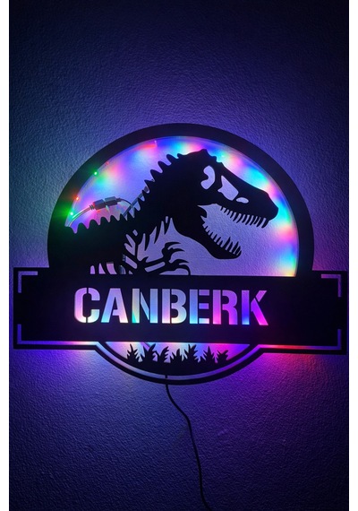 Dinozor Işıklı Led Pano - Kişiye Özel Çocuk Odası Lamba Çok Renkli