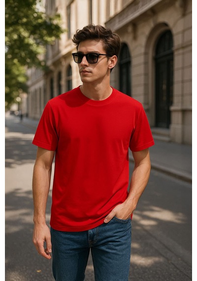 Erkek %100 Pamuk Basic T-shirt Çok Renkli
