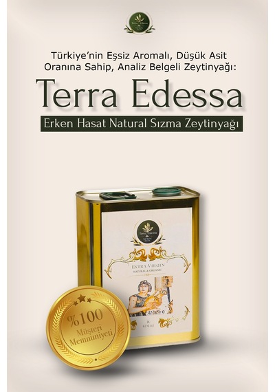 Terra Edessa Olio High Quality Olive Oil Erken Hasat Natürel Sızma Zeytinyağı - 2 Litre - Mezopotamya'nın Bereketli Lezzeti