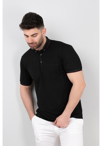 Cepli Petek Desen Likralı Erkek Polo Yaka T-Shirt