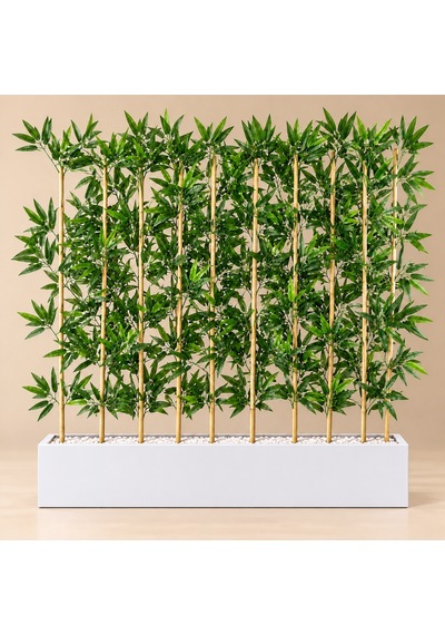 100 Cm Mdf Saksıda 10 Adet 150 Cm Bambu Separatör Beyaz Saksı