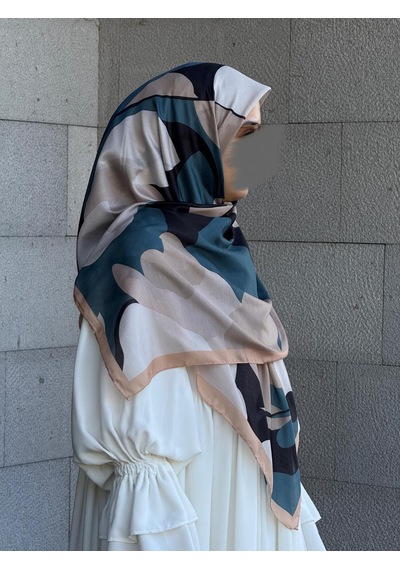 Qalortex Scarf Pamuklu Vera Desen Eşarp-petrol