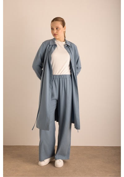 Aker İndigo Beli Lastikli Cotton Pantolon İndigo İndigo