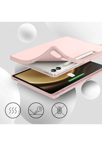 Samsung Galaxy Uyumlu Tab S9 Plus X810 12.4 İnç Kılıf Premium Silikon Kalem Bölmeli Smart Case Kapaklı Kılıf
