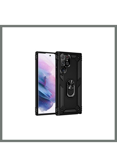 Mmb-trade Samsung Uyumlu Galaxy S21 Ultra Kılıf Sofya Yüzüklü Silikon Kapak - Siyah Mmbz