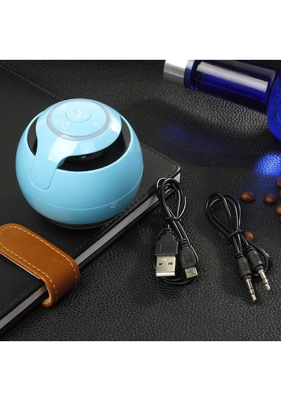 Yaozixa Mavi Taşınabilir Bluetooth Hoparlör, 7 Renkli Led Işıklı, Fm Radyo, Usb/aux Destekli, Mikrofonlu Dış Mekan Ses Sistemi